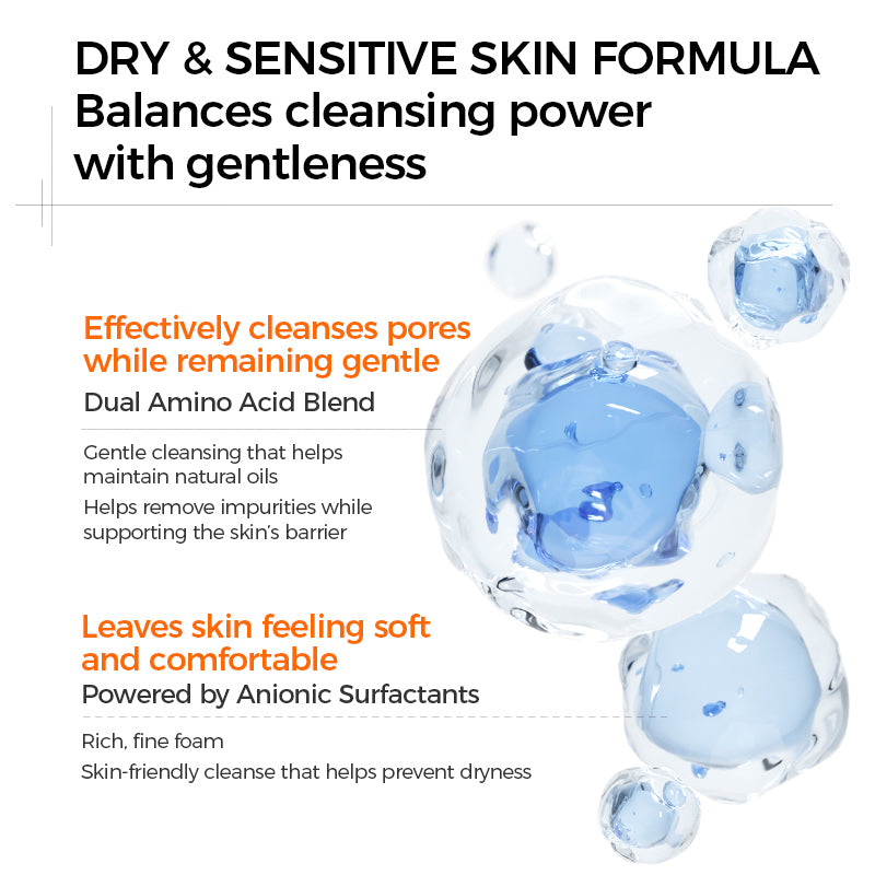 CKA Amino Aicd Foaming Cleanser: Gentle, Hydrating & Instantly Effective for Dry/Sensitive Skin